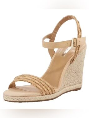 Tahari Walsh Tan Studded Straps Espadrille Wedge Sandals Size 9.5